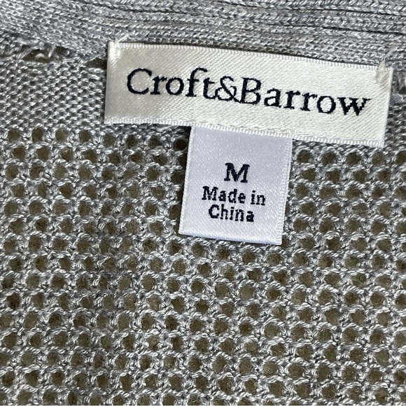 Croft & Barrow Pointelle Open Front Catdigan Sweater Women’s Size M Gray - Picture 6 of 7